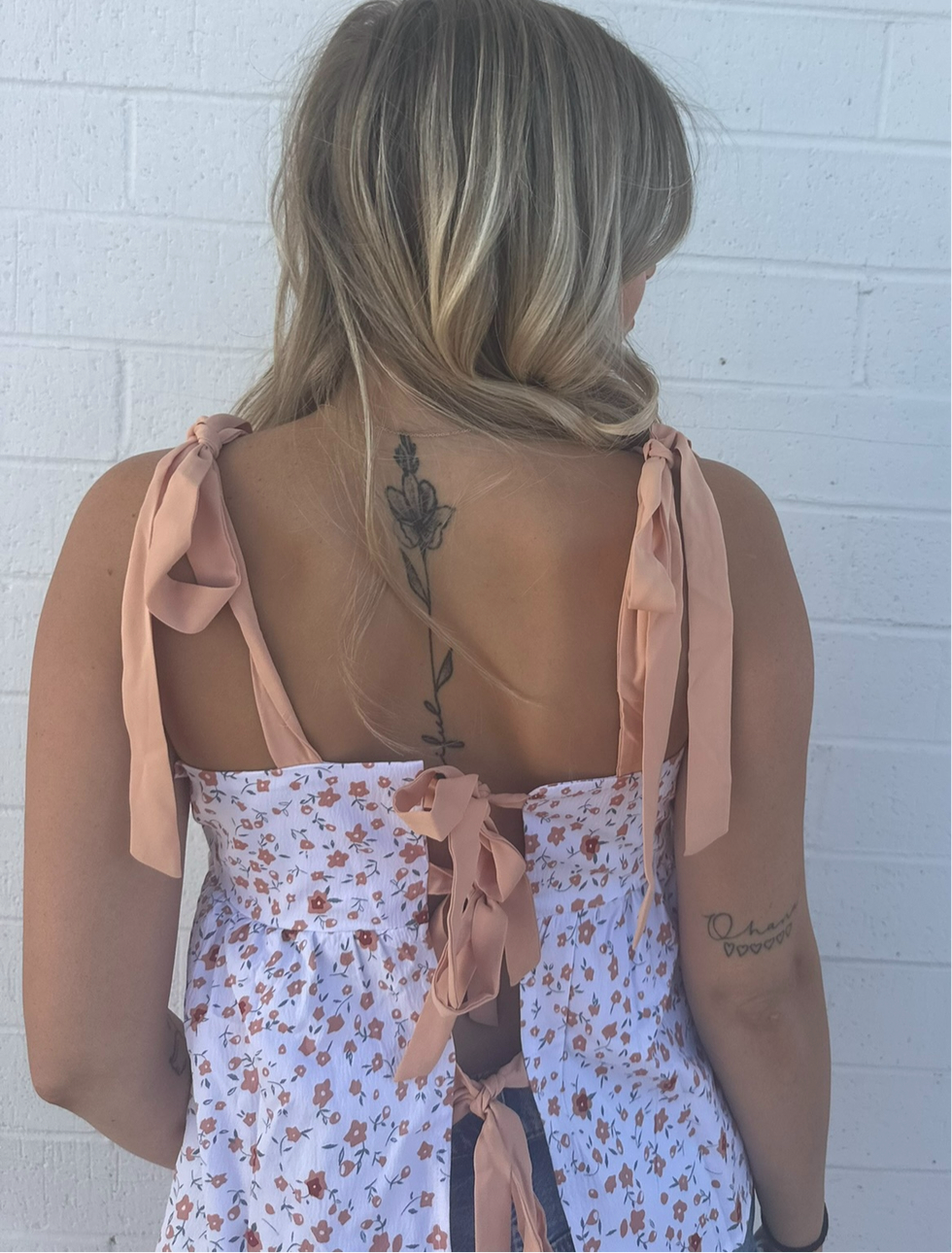 Tie Shoulder Floral Tank